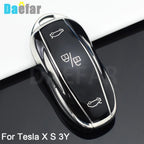 For Tesla Model S Model 3 Model X TPU Car Remote Smart Key Cover Case Fob Bag Shell Holder Keychain Accessories