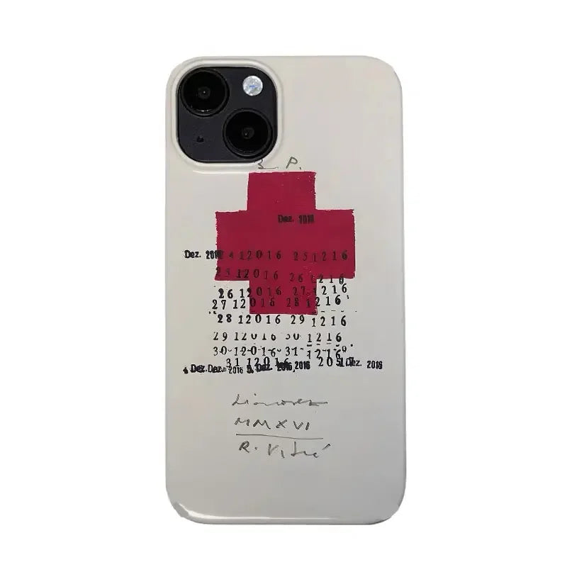 Hot Sale Ins Retro Red Cross Art Phone Case For iPhone 17 16 15 14 13 12 11 Pro Max AIR XR X XSMAX7 8 Plus Y2K Anti Drop Cover