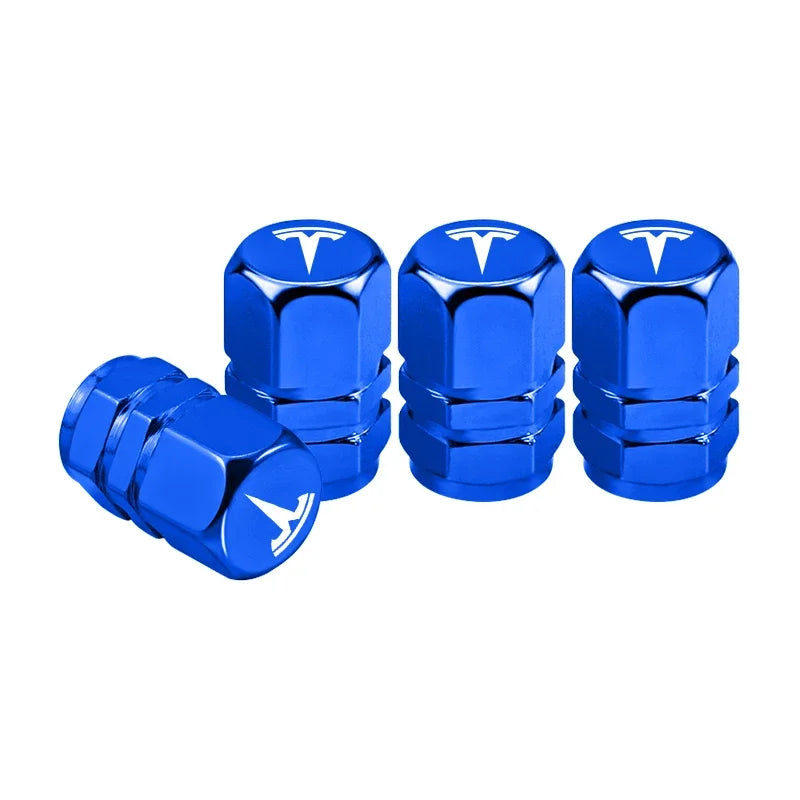 4pcs Metal Car Wheel Tire Valve Stem Caps Cover For Tesla Model 3 Y S X Cybertruck Juguete Sticker Coil SpaceX Auto Accessories