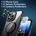 Clear Black Magnetic Case for iPhone 17 16 15 14 Pro Max Plus 13 12 Mini 11 with Screen Protector Lens Protector Mobile Cases Car Mobile World