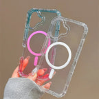 3 IN 1 Gradient Clear Magnetic Shockproof Case for IPhone 17 16 15 14 13 12 Pro Max Ultra Slim Anti Slip Wireless Charging Cover