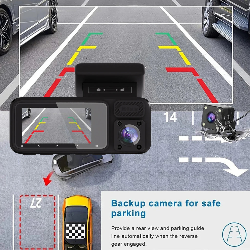 3 Channel WiFi Car DVR Three Way Dash Cam Inside Vehicle Camera DVRs Recorder FHD 1080P Video Mini Registrator Dashcam Camcord