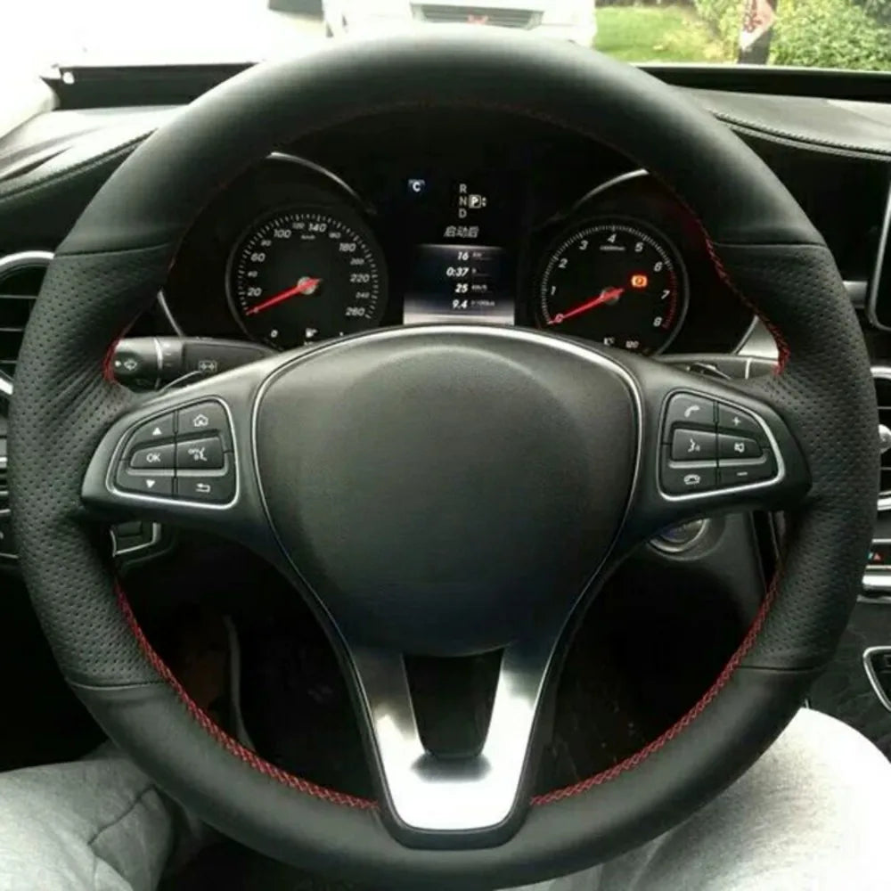 Car Steering Wheel Cover Carbon Fiber Leather For Mercedes Benz W176 W246 W205 C117 C218 X218 W213 X156 X253 W166 X166 EQV W447 CM World