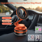 Vacuum Magnetic Car Phone Holder 360 Swivel Dashboard Mount, Strong Suction Metal Stand for iPhone Android Navigation
