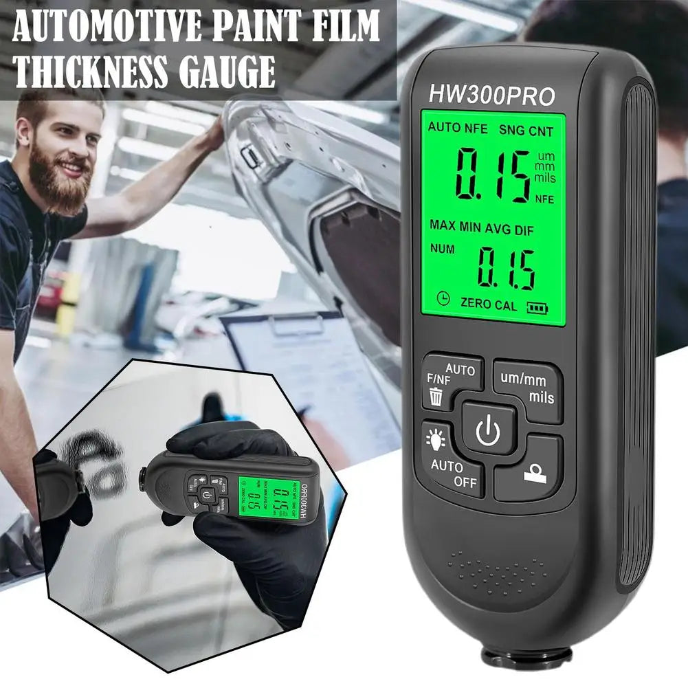 HW300PRO Auto Thickness Gauge Digital Coating Car Paint 0.1micron/0-2000 Automatic Film Measuring Paint Tester Thickness To L3U8 CM World