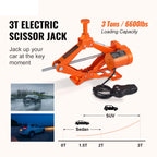 SucceBuy Electric Car Jack 3T Scissor Jack with Electric Impact Wrench 12V Portable Car Jack Lifting for SUV Truck Tire Change CM World