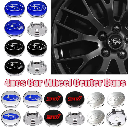 4pcs 60mm Car Wheel Center Caps for Subaru WRX BRZ DRL XV STI Outback Forester Impreza Tribeca Auto Wheel Hub Cover Decoration CM World
