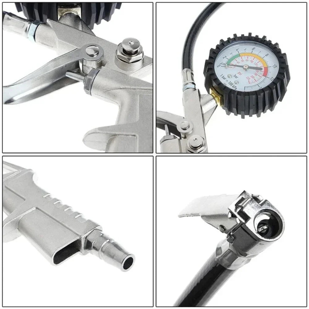 Silver Dial Tire Pressure Gauge Barometer High Precision with Inable Car Tire Pressure Monitor Tire Pressure Gauge Air Pump Gun CM World