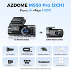 Upgrade AZDOME M550 Pro Dash Cam 4K Front Dashcam Auto 5.8Ghz Wi-Fi GPS G-sensor Car DVR 6 IR Night Vision Parking Monitor Car Mobile World