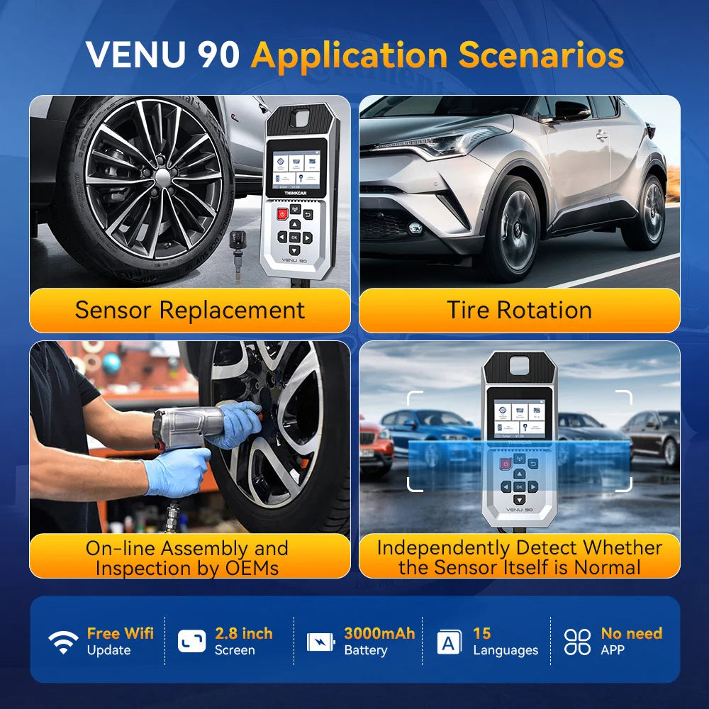 THINKCAR VENU 90 OBD Automotive Tire Pressure Monitoring Sensor TPMS Relearn Activation Programming Car TPMS Diagnostic Tools CM World