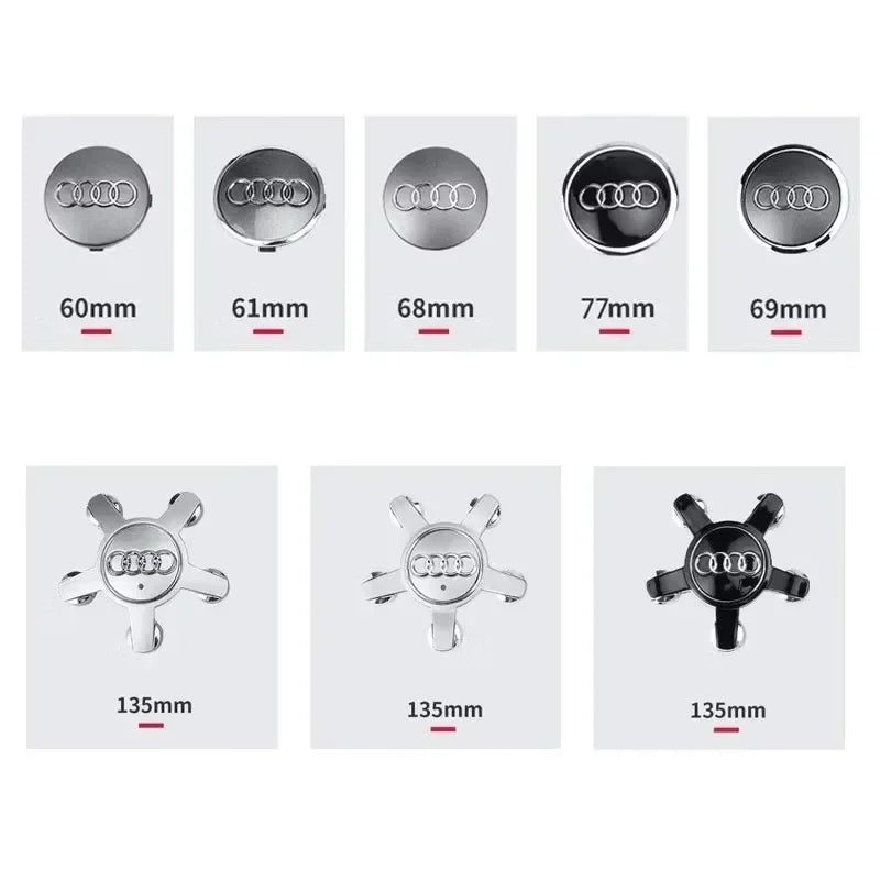 Audi 4pcs 60mm 61mm 68mm 69mm 123mm Car Styling Wheel Center Cap Hub Covers Badge for Audi A3 A4 A5 A6 A7 A8 S4 S6 Sticker CM World