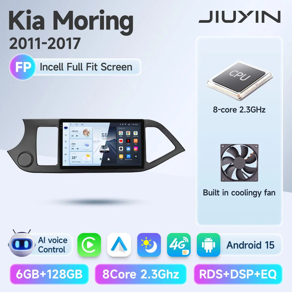 JIUYIN Android 15 Carplay Car Radio Multimidia Video Player For KIA PICANTO Morning  2011-2016 Navigation GPS IPS Head Unit CM World