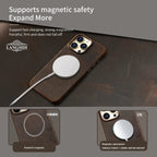 for Magsafe Case for iPhone 15 16 17 Pro Max Air Retro Luxury Full Grain Cowhide Genuine Oiled PULL-UP Leather Magnetic Cover