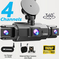 360° Car DVR Dash Cam 4 Lens Front Rear Left Right Inside IPS Screen Rotatable Lens Night Vision 24H Parking G-Sensor Black Box Car Mobile World