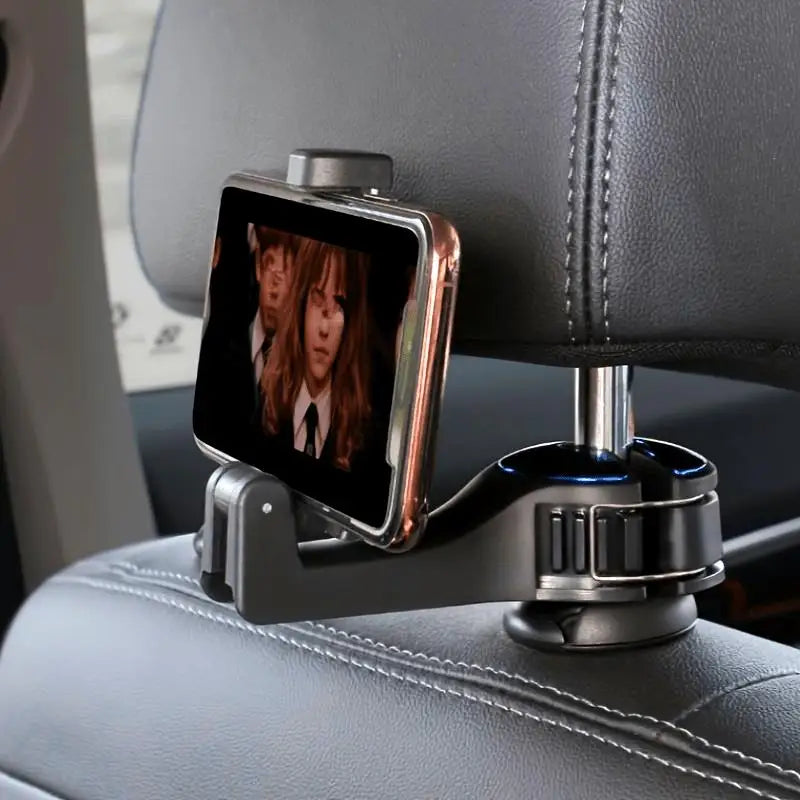 Multi-functional 2 In 1 Car Hook Hidden Multifunctional Rear Headrest Hook Car Rear Phone Holder Lock Type Mobile Phone Holder