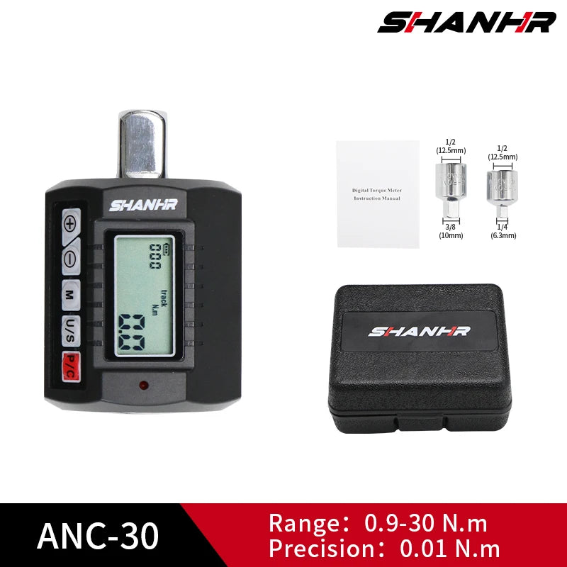 SHANHR 1/2'' Digital Torque Adapter, 1/2" 1/4 3/8, Adjustable Torque 3-Piece Set with Adapter Torque Wrench Head Bike Set