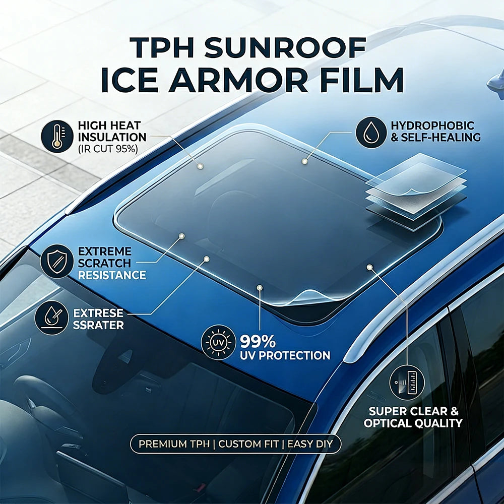 Universal TPH Car Sunroof Ice Film Heat Insulation UV Protection Sticker Panoramic Roof Window Tint Sunshade Summer Cooling Film