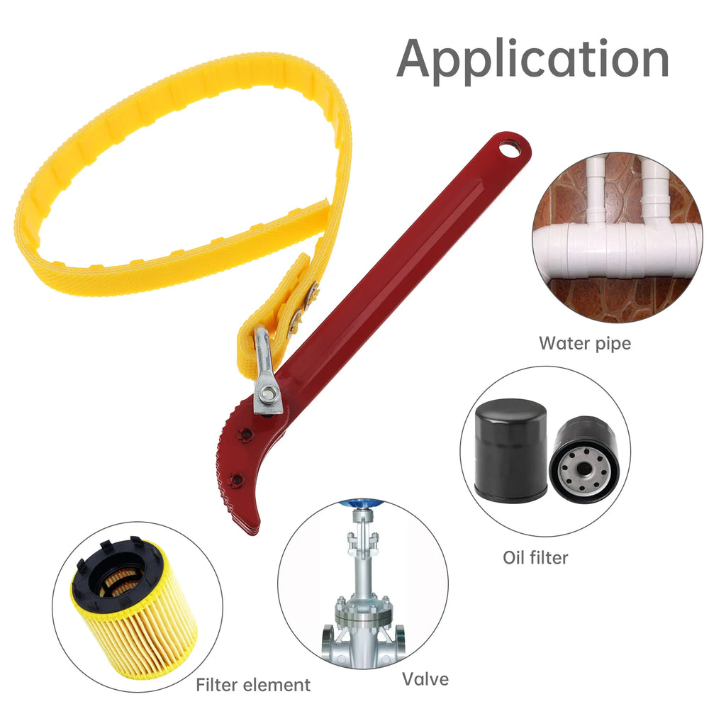 8 Inch Adjustable Oil Filter Puller Belt Wrench Steel Handle Fuel Filter Strap Opener Chain Spanner Automobile Car Repair Tool Car Mobile World