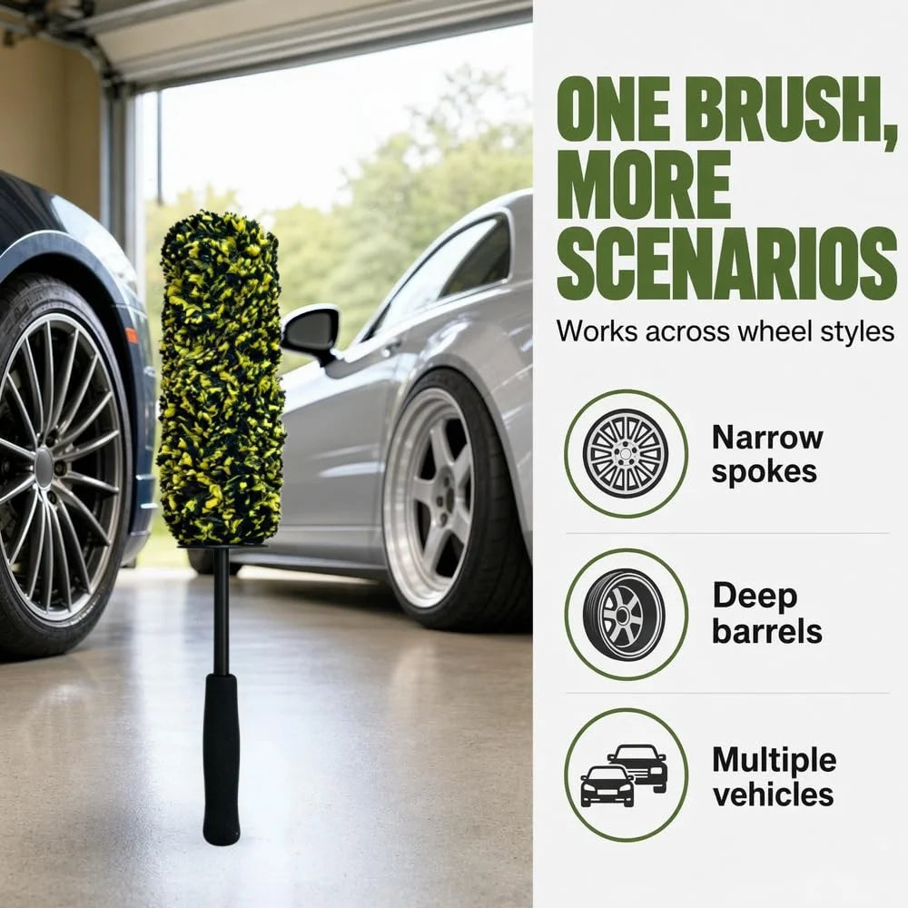 Wheel Barrel Brush for Deep Wheel Cleaning, 17 Inch Length | Multi-Fiber Cleaning Brush for Car Detailing Kit, Car Wheel Brush