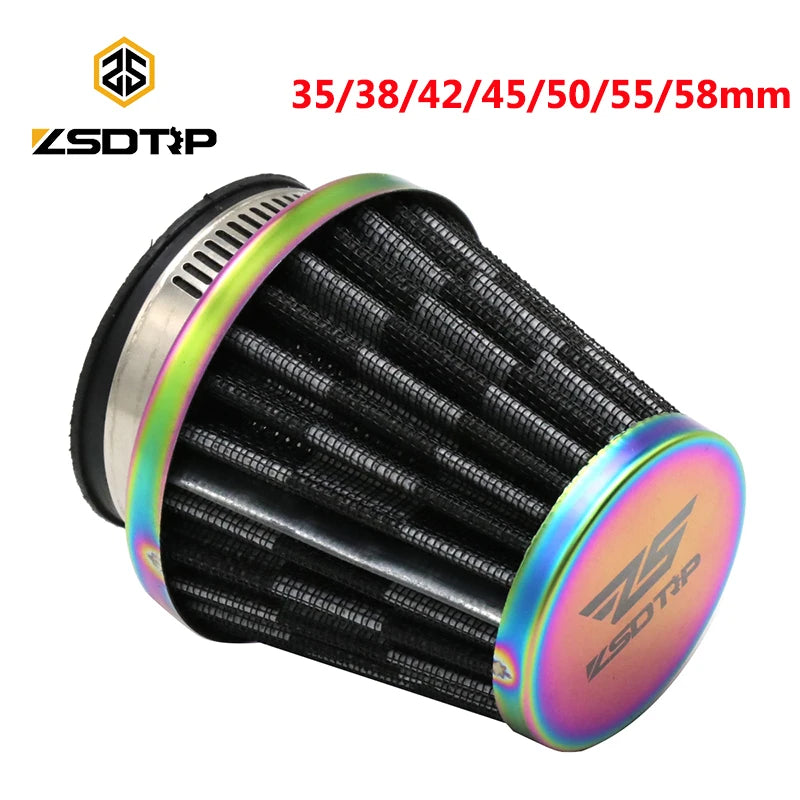 ZSDTRP Universal 35/38/42/45/50/55/58mm Motorcycle Air Filter Intake Pipe for 50cc 110cc 125cc 250cc ATV Dirt Bike Accessories CM World