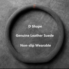 Car Steering Wheel Covers Cowhide Suede Steering Wheel Cover Wrap Universal 37-38cm Breathable Steering Covers Car Accessories CM World
