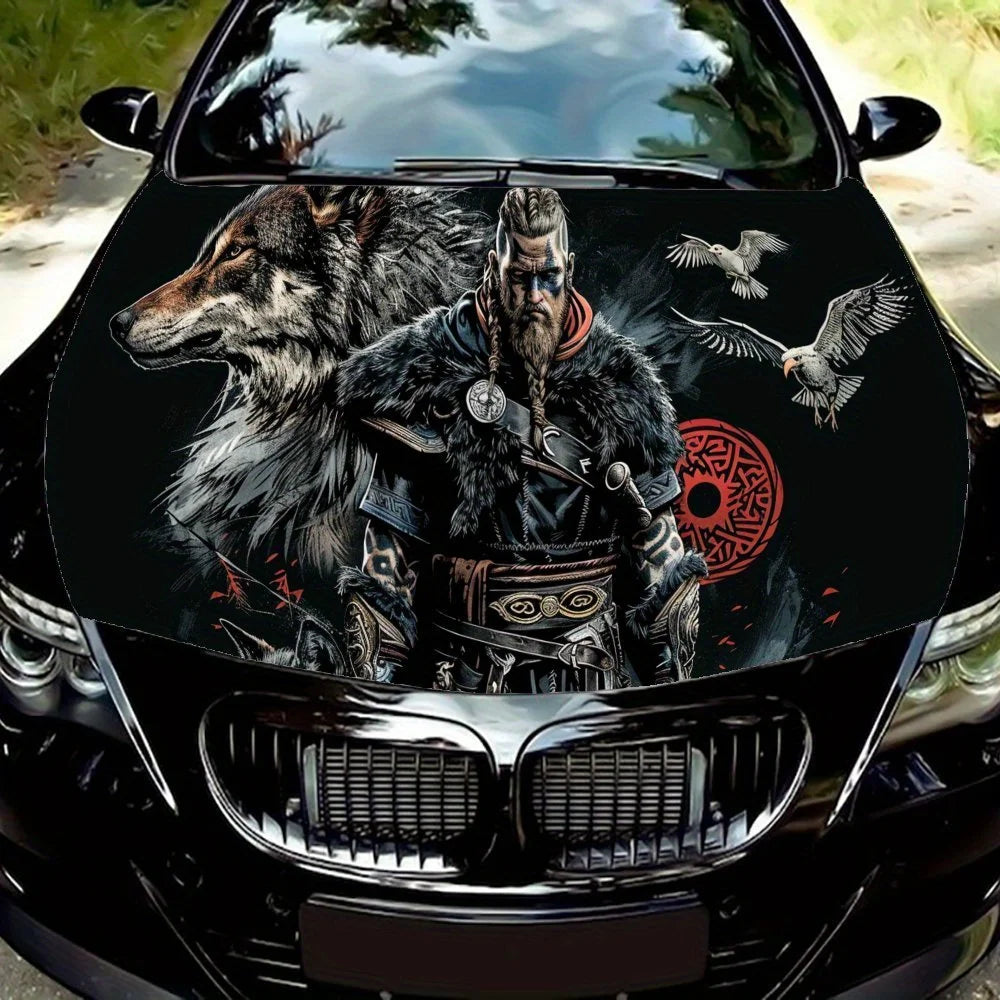 Legendary Warrior PVC Car Vinyl Wraps, Self-Adhesive Waterproof Car Hood Decal Sticker, Car Decoration Protection Stickers for T