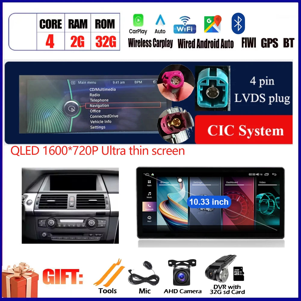 Car Accessories For BMW X5 E70 X6 E71 2008 - 2013 QLED 4G DSP Carplay Android Auto Car Radio Multimedia Player GPS Navi BT WiFi CM World