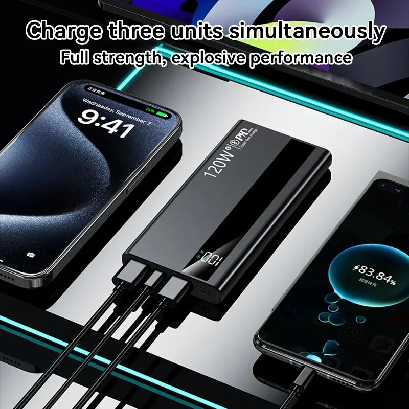 VIVO 500000mAh High Capacity Power Bank 120W Super Fast Charging External Battery Portable Battery Charger For iPhone Samsung