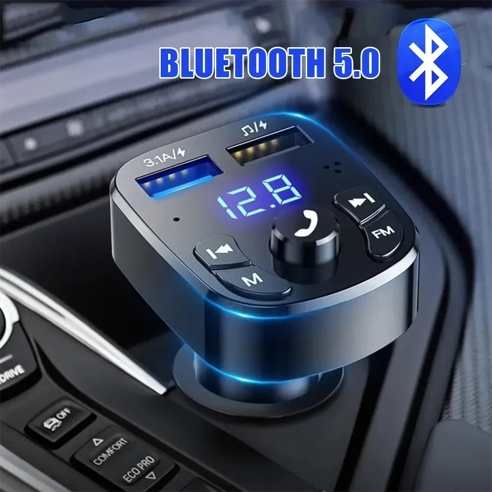 Bluetooth Compatible 5.0 Fm Transmitter Usb Flash Drive Plug Car Kit Car Mp3 Player Dual Usb Fast Charger Fm Bluetooth Receiver
