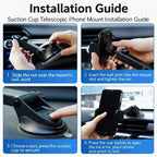 Cell Phone Holder Mount Car, Windshield/Dashboard/Window Car Phone Bracket, Suction Cup Phone Mount for Car Truck Compatible CM World