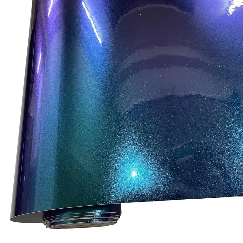 Sparkle Metallic Chameleon Vinyl Wrap Film Roll Purple to Blue Adhesive Decal Vehicle Car Wrapping Car Mobile World