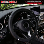 PU leather shiny metal stretchable car rimless steering wheel cover suitable for 14.5 - 15 inch car decoration items CM World