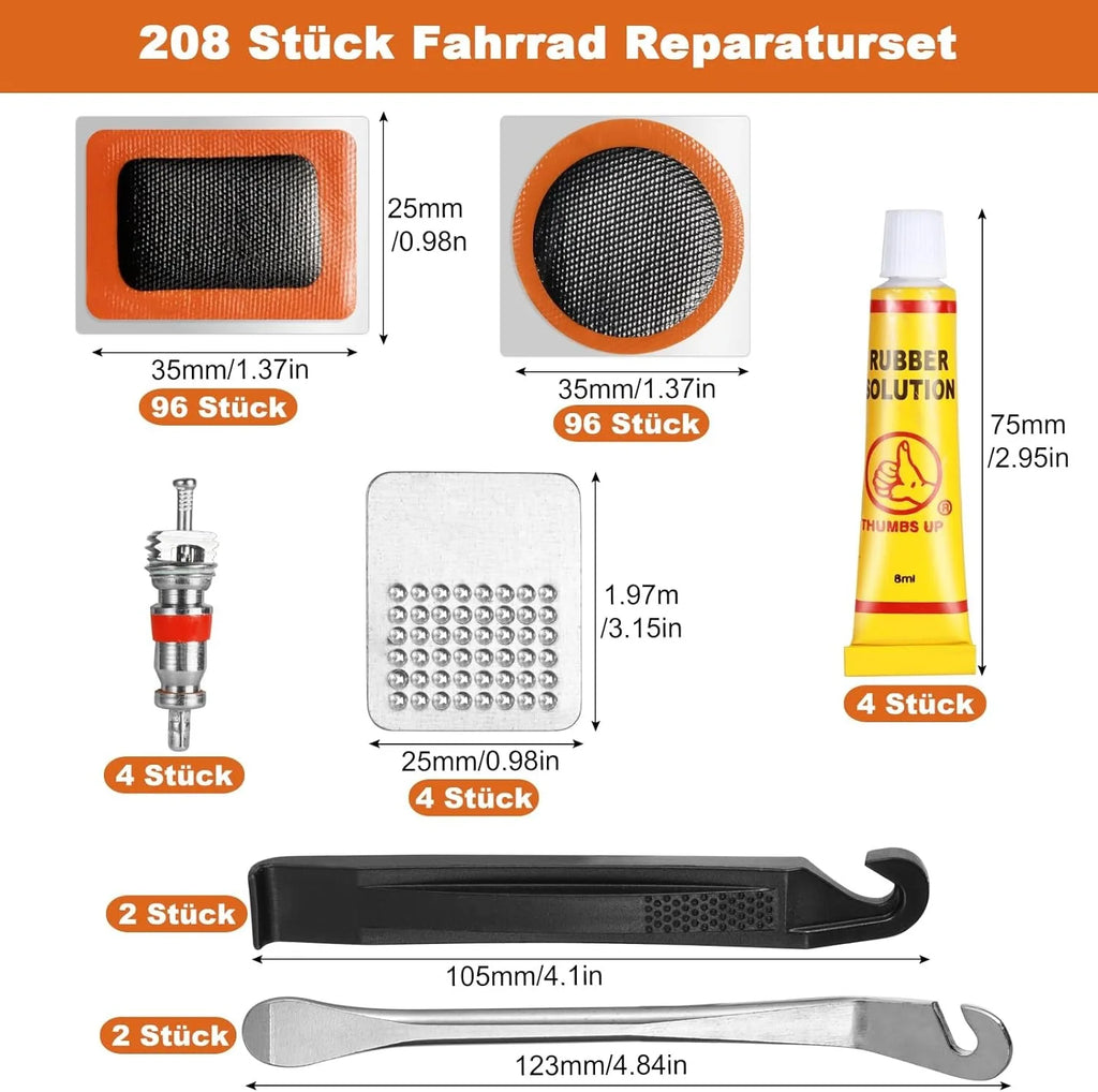 108pcs Parts Bicycle Tire Repair Kit, Tire Repair Kit for Motorcycles Off-road Vehicles Inner Tire Air Chamber Repair Tools Kit CM World