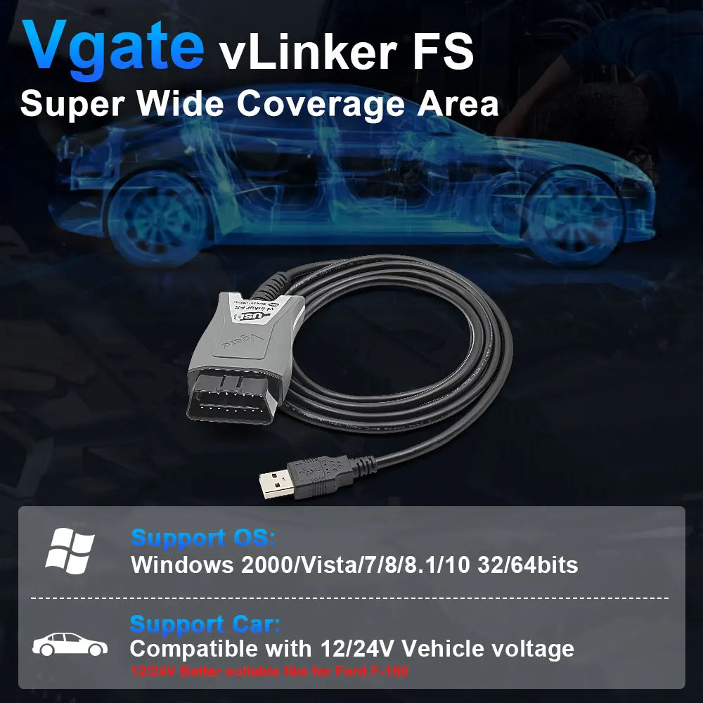 Vgate VLinker FS USB ELM327 HS-CAN MS-CAN For Ford FORScan OBD2 Car Diagnostic Tools OBDII Scanner