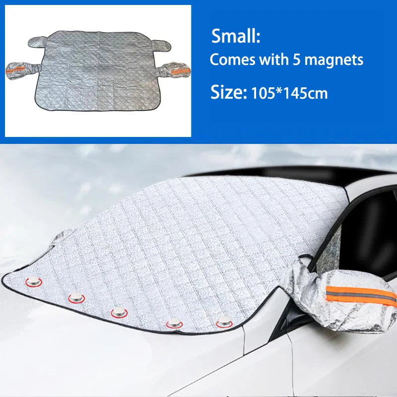Kcimo 1Pc Sunshade Cover Car Windshield Snow Sun Shade Waterproof Protector Automobile Magnetic Cover Car Front Windscreen Cover Car Mobile World