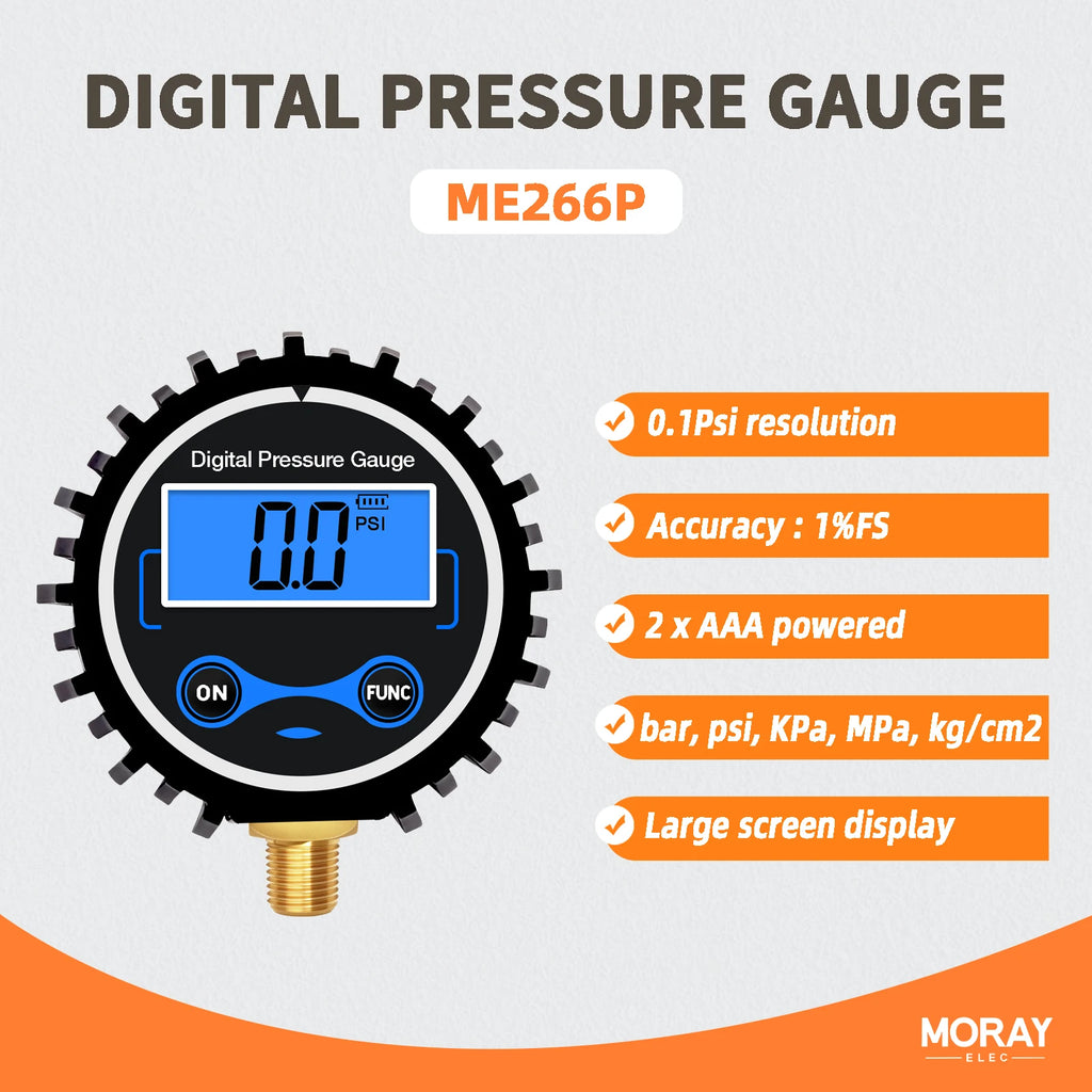 Moray ME266P NPT1/4 Battery Powered High Quality Car Truck Motorcycle Oil Pressure Sensor with Tire Air Digital Pressure Gauge