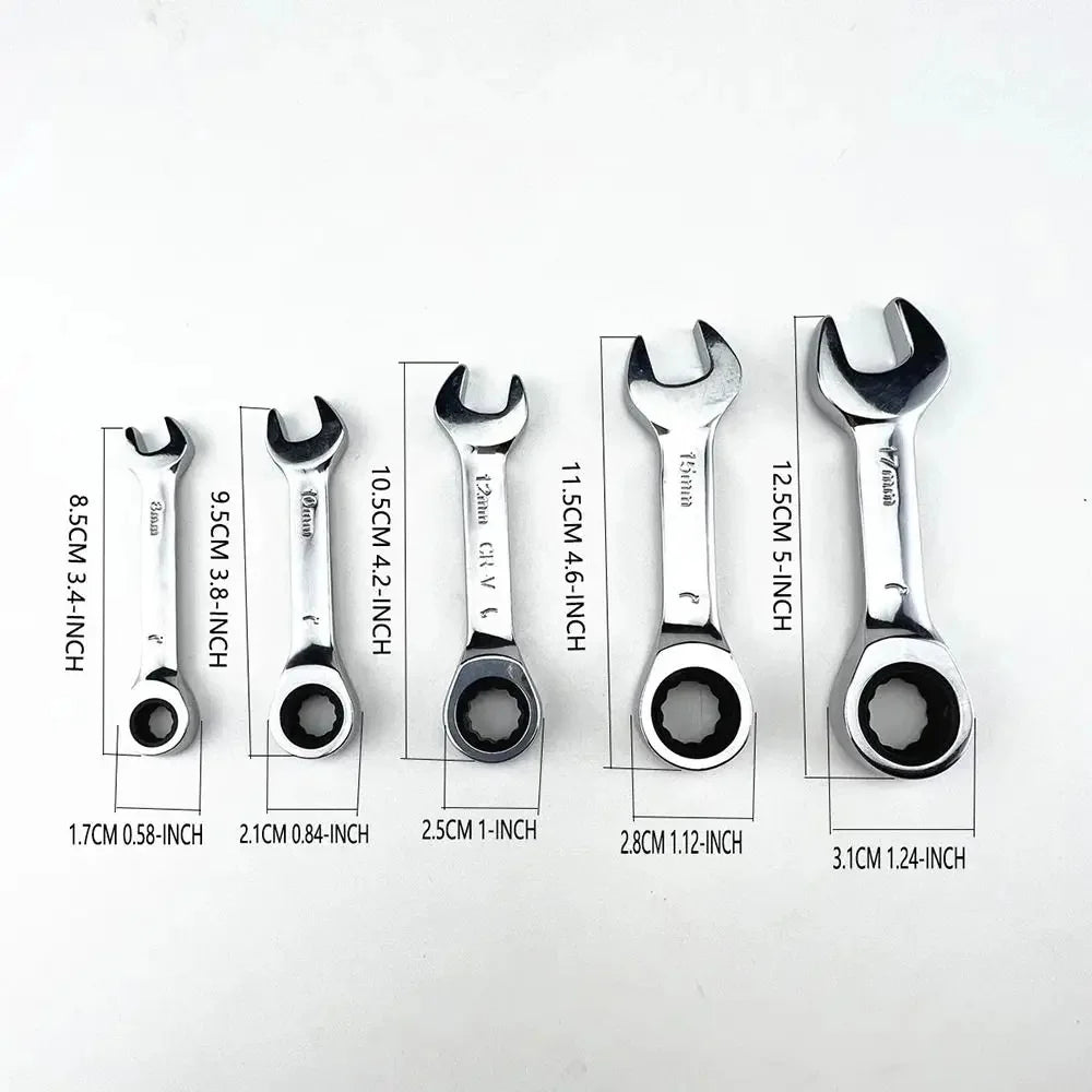 Mini Dual-purpose Ratchet Wrench Short Handle Labor-saving Ratchet Wrench Adjustable Auto Repair Hardware Ratchet Spanner Tool
