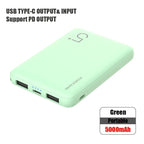 5000mAh Portable Ultra-thin Power Bank With Double USB TYPE C OUTPUT Fast Charging Poverbank For iPhone 14 13 12 8 Xiaomi Huawei