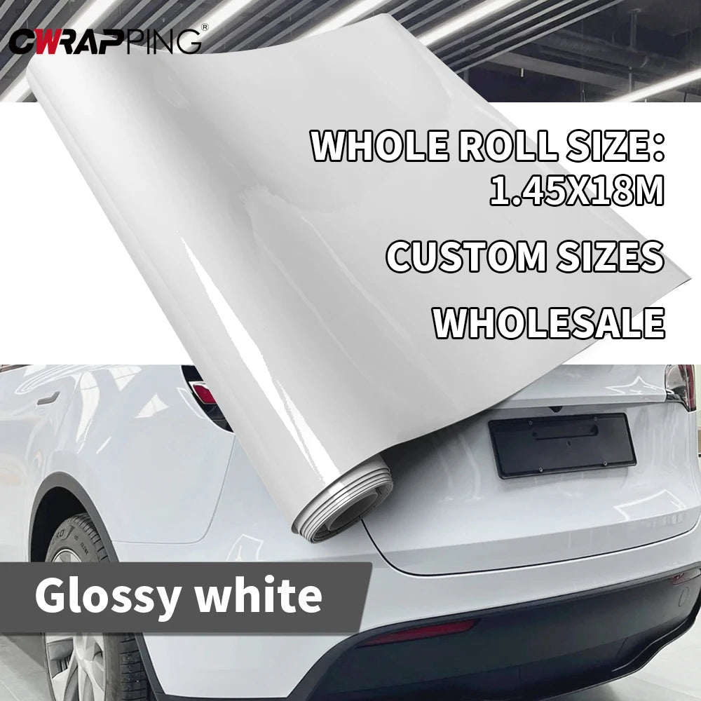 145cmx200cm Car Vinyl Wrap Hood Roof Cover for Car Tuning Accessories Custom Size Sticker Glossy White Auto Door Protective Film Car Mobile World
