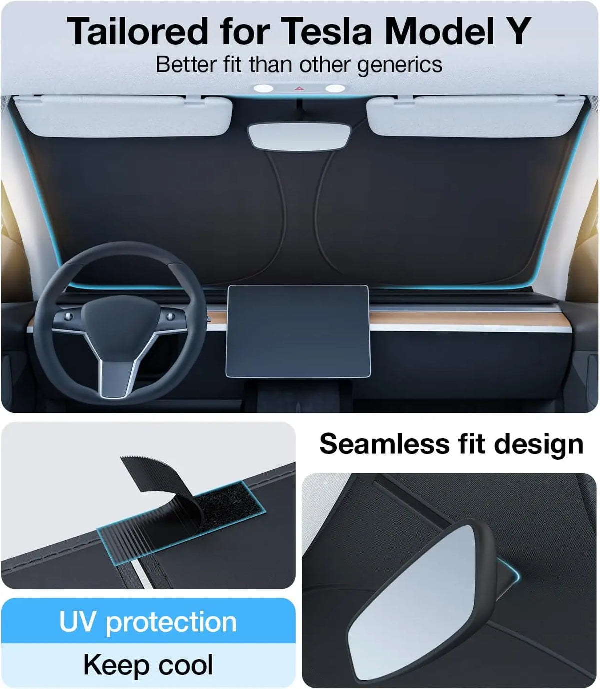 2026 For Tesla Model Y Juniper Model 3 Highland Windshield Sunshade Sun Blockage Foldable Heat Insulation Sunshade Storage Bag