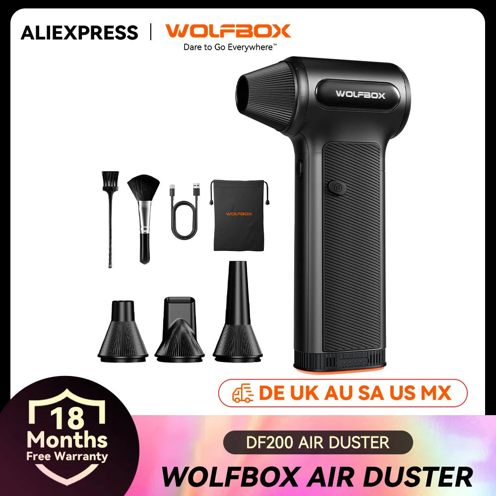 WOLFBOX DF200 Electric Powerful Fan Duster Wireless Air Blower Air Duster 3-Speed Adjustable Portable Fan for Car/Home/Outdoor CM World