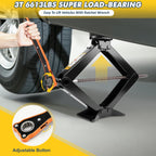 3 Ton Car Scissor Jack Kit Labor-Saving Repair and Tire Replacement Tool Auto Emergency Crank Lift Stand  with Lug Wrench Tire