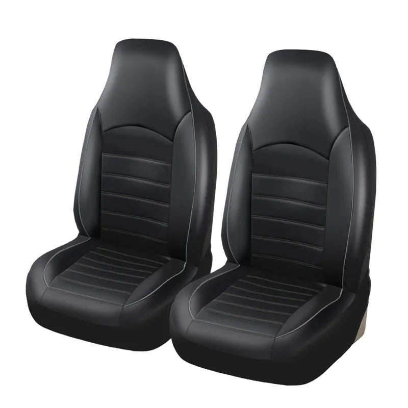 2 Front Universal PU Leather Car Seat Covers High Back Bucket Seat Cover Set for Most Cars, Trucks, SUVs and Van CM World