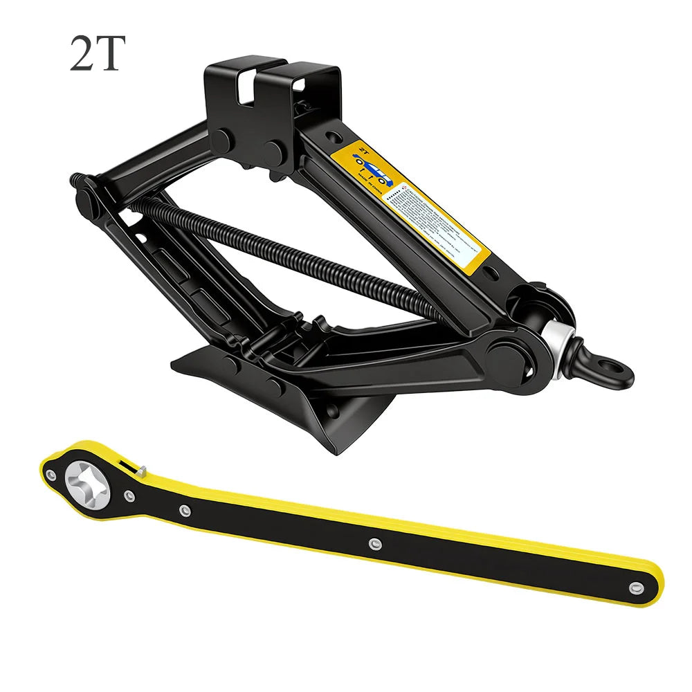 2T Car Scissor Jack with Wrench for SUV Vehicle Auto Emergency Crank Lift Stand Labor-Saving Repair and Tire Replacement Tool