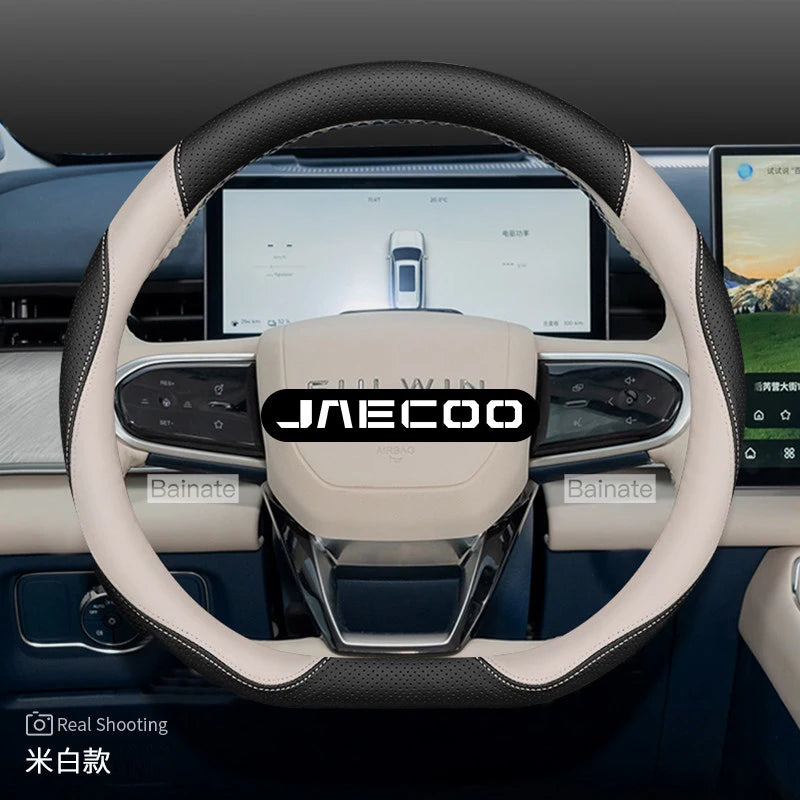 38cm Leather Car Steering Wheel Cover ,For Jaecoo J7 7 J8 5 J5 8 J9 phev 2025 2026, Breathable anti-slip interior Accessories
