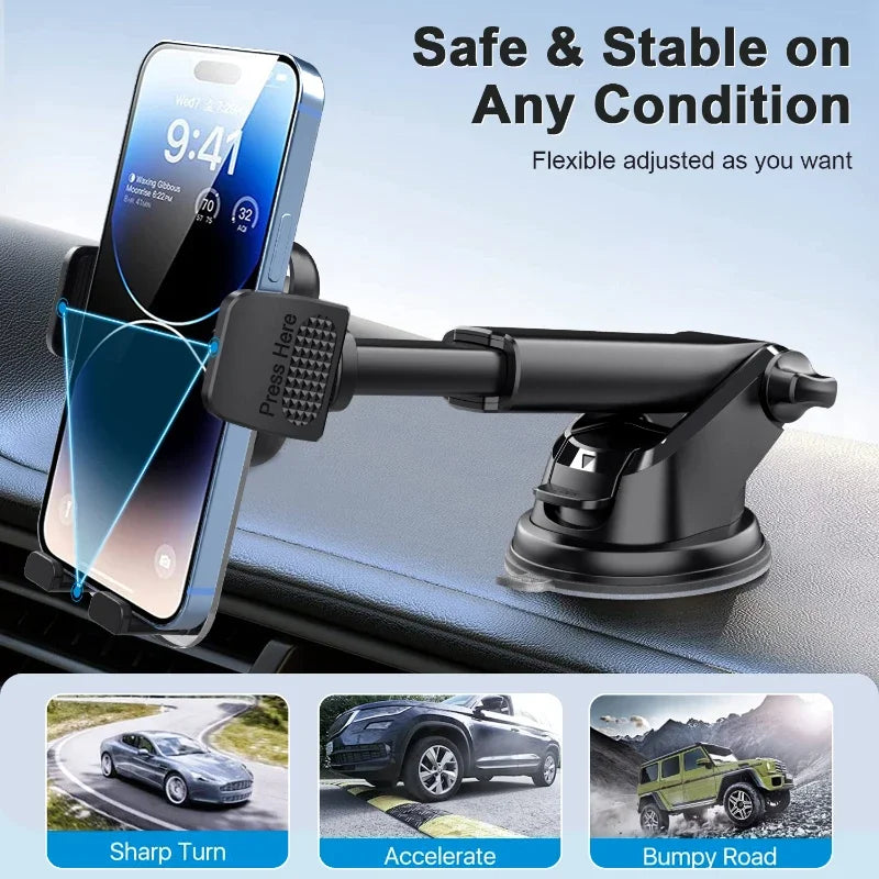 Car Cell Phone Holder Cellphone Mount for Dashboard Windshield Auto Dash Mobile IPhone Support Fit 4.7-7" Smartphone Auto Supply CM World