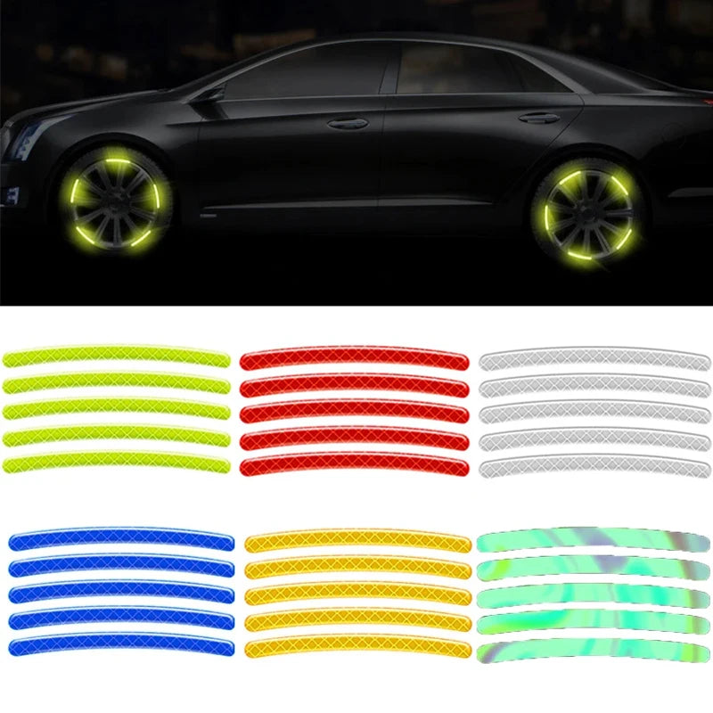 20PCS Reflective Stickers For Car Wheels Night Fluorescent Tire Safety Warning Stickers Personalized Decorative Car Stickers Car Mobile World