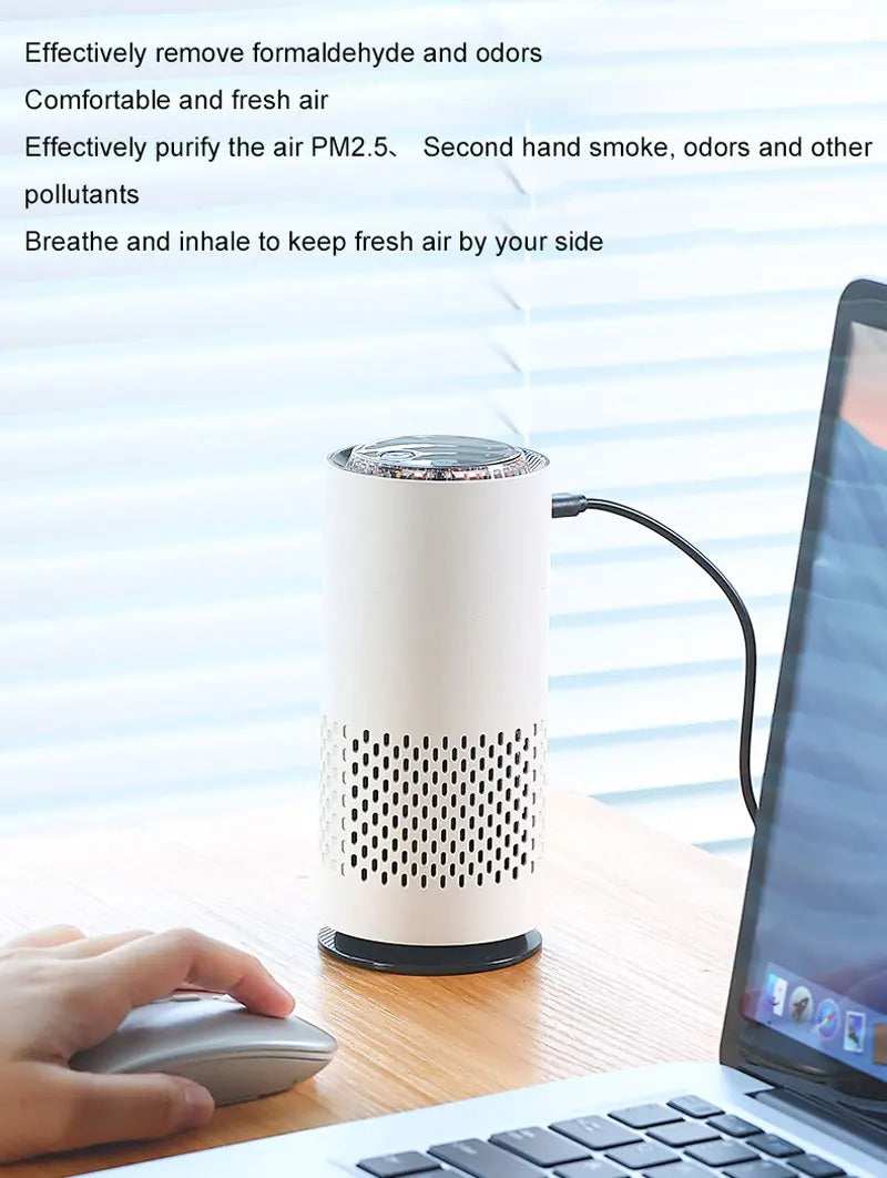Small Portable Air Purifier with HEPA Filter USB Negative Ion Generator for Car Home Formaldehyde Removal Electric Devices CM World