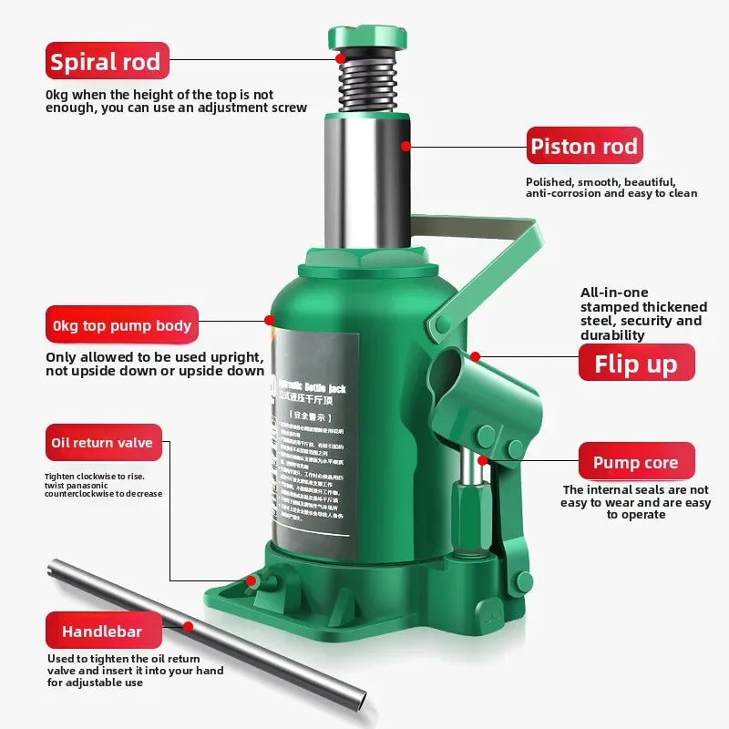 BEST Durable Vertical Hydraulic Jack 5 Tons 10 Tons 20 Tons Car Hand Crank Car Tire Replacement Maintenance Hydraulic
