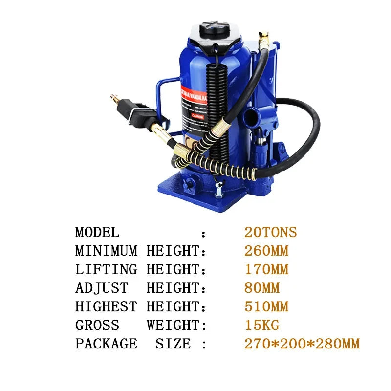 20 Ton Vertical Pneumatic Hydraulic Jack Air Compressor Compatible Labor-Saving Pneumatic Jack